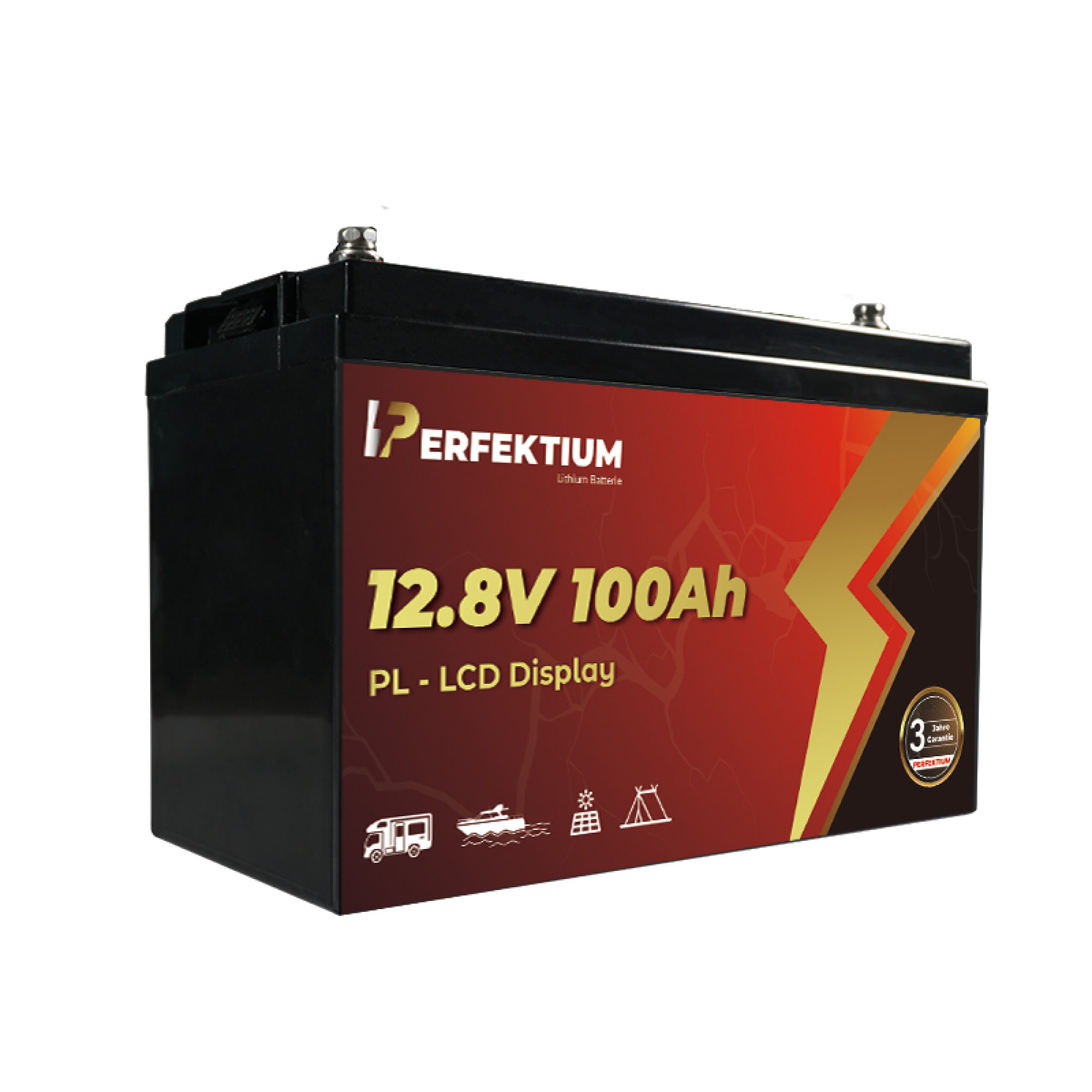 Perfektium LiFePO4 PL-12.8V 100Ah – Lithium Batterie Smart BMS mit LCD – 3 Jahre Garantie
