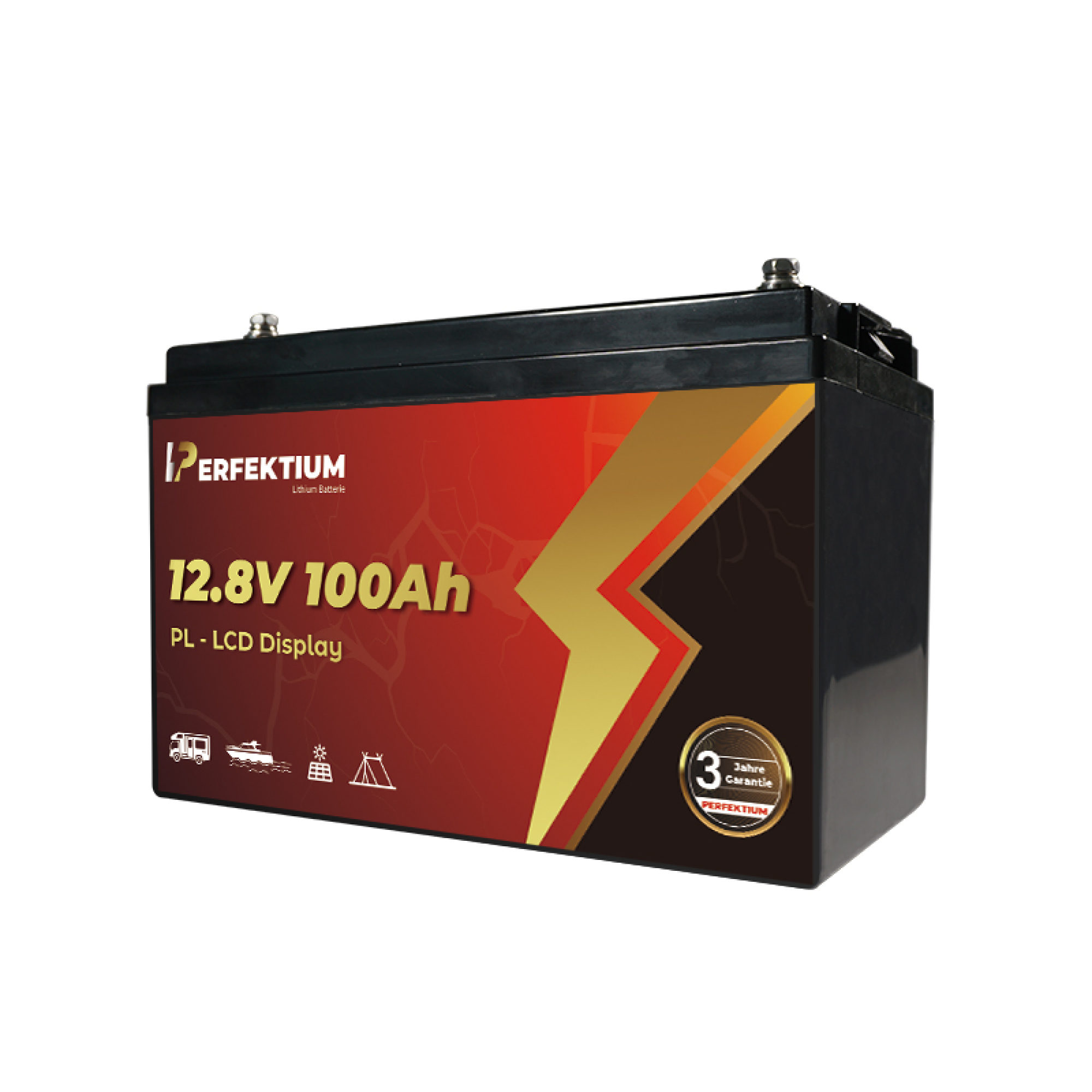 Perfektium LiFePO4 PL-12.8V 100Ah – Lithium Batterie Smart BMS mit LCD – 3 Jahre Garantie