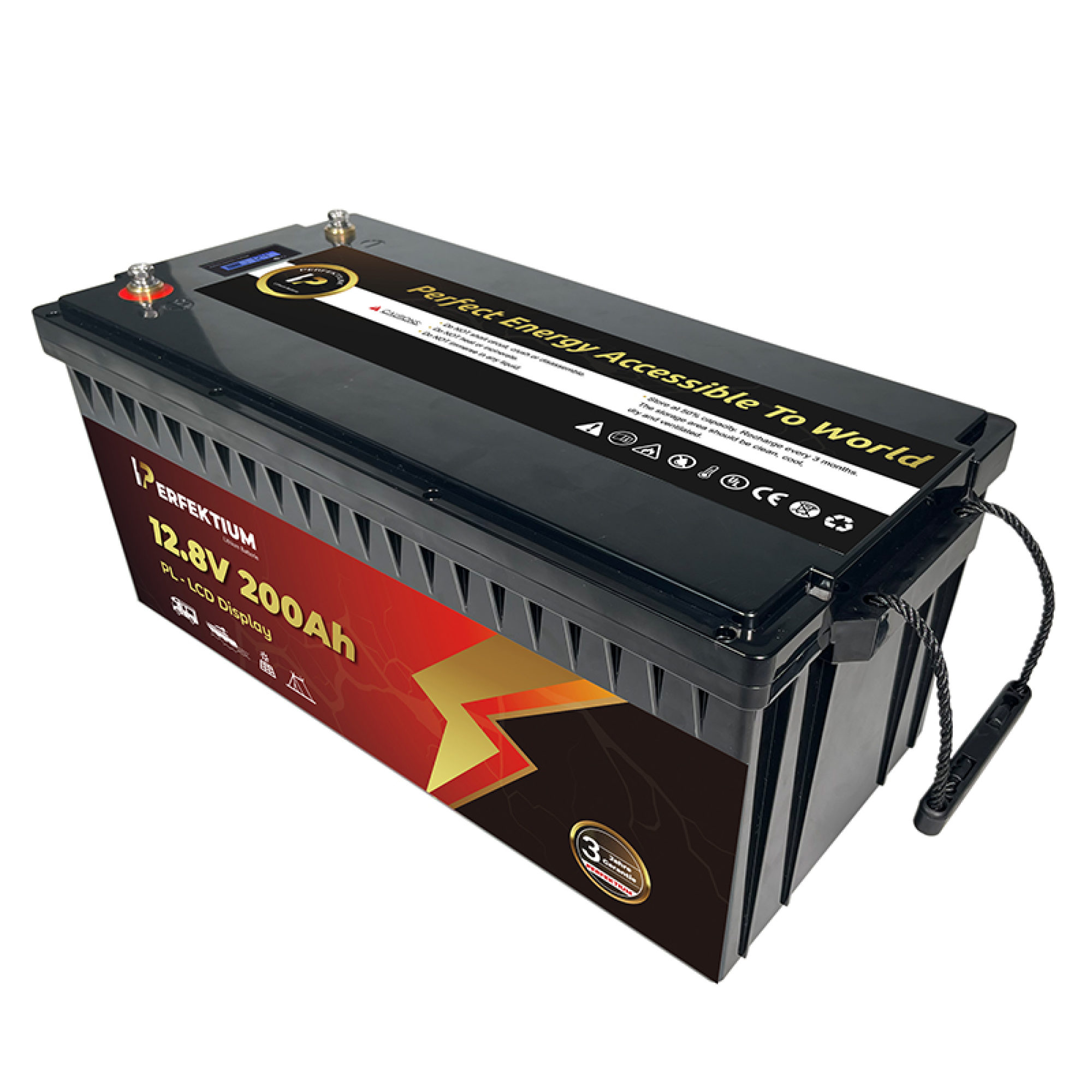 Perfektium LiFePO4 PL-12.8V 200Ah – Lithium Batterie Smart BMS mit LCD – 3 Jahre Garantie