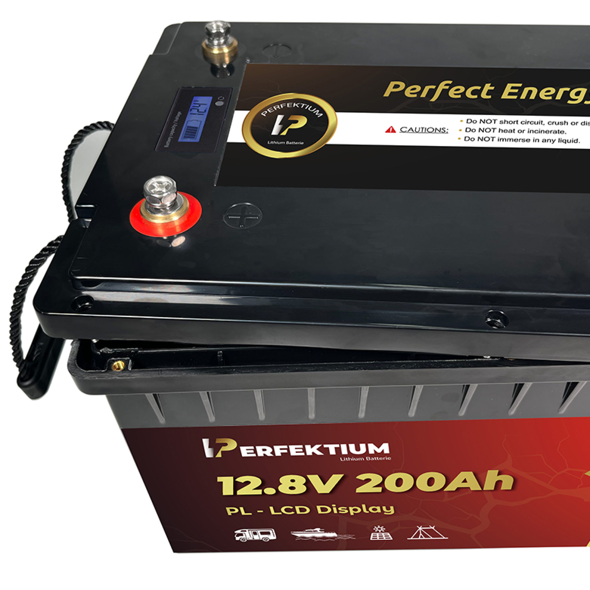 Perfektium LiFePO4 PL-12.8V 200Ah – Lithium Batterie Smart BMS mit LCD – 3 Jahre Garantie