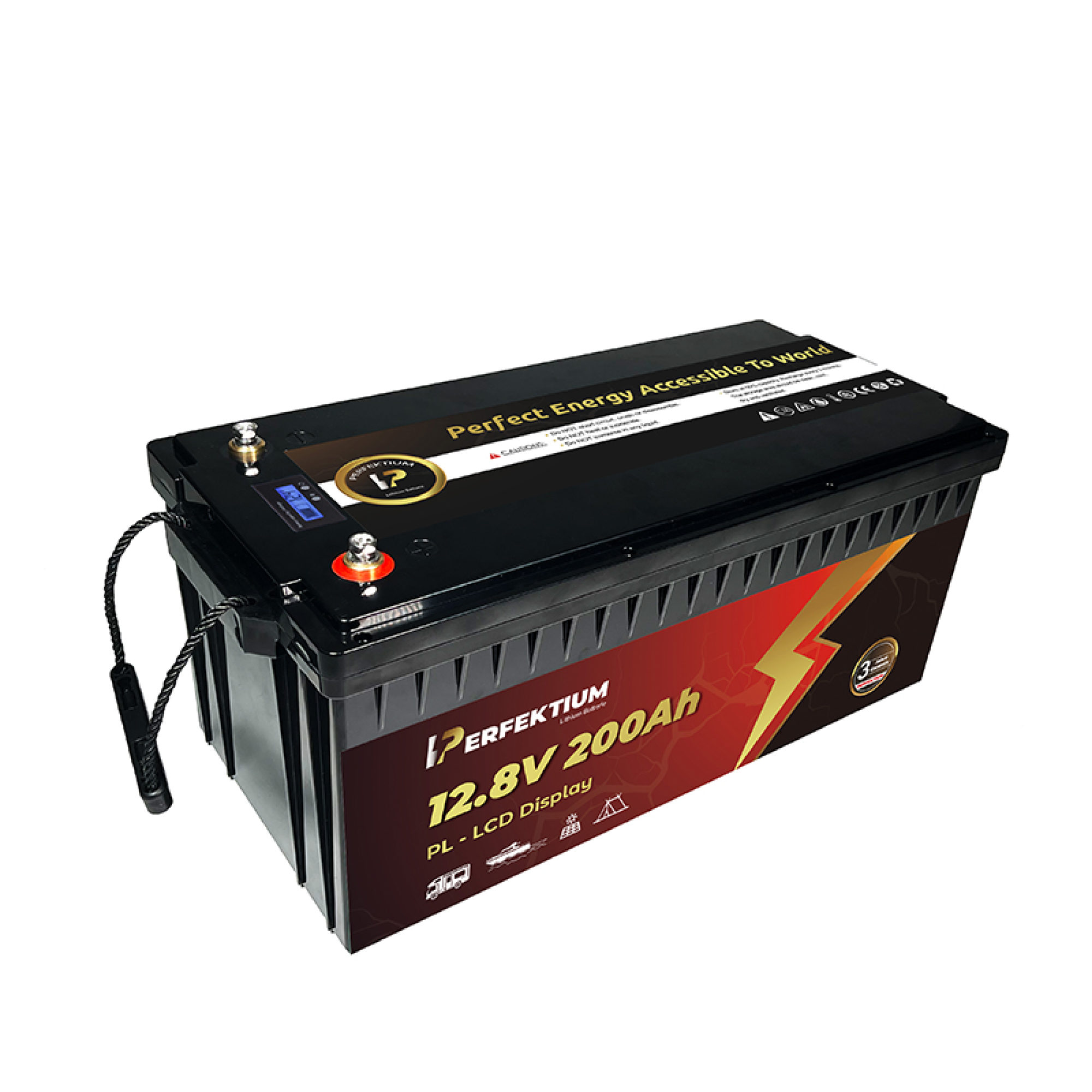 Perfektium LiFePO4 PL-12.8V 200Ah – Lithium Batterie Smart BMS mit LCD – 3 Jahre Garantie