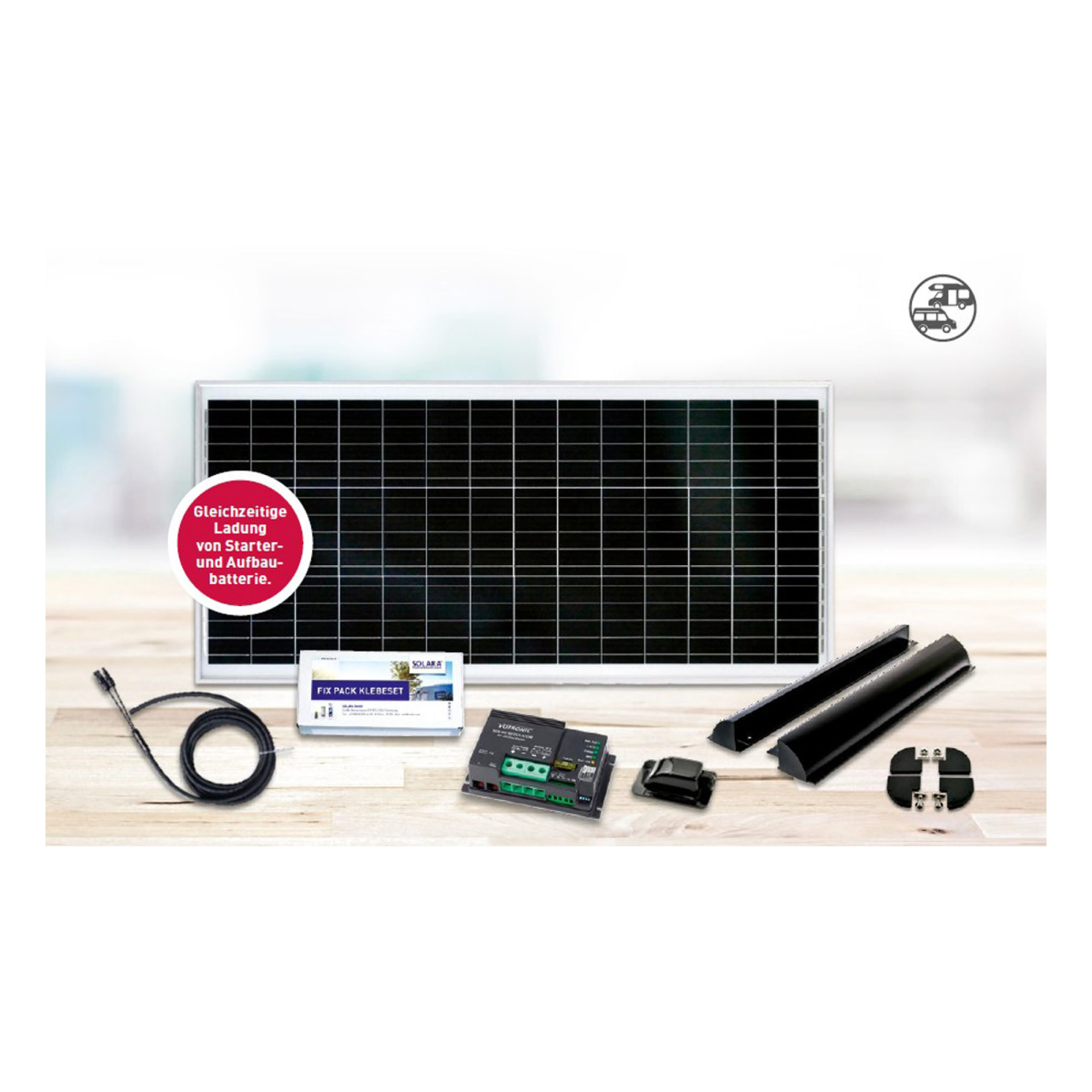 Solarset Wohnmobil EBL 110W/220W, für Fahrzeuge mit EBL-Block, geprüfte Qualität aus Deutschland