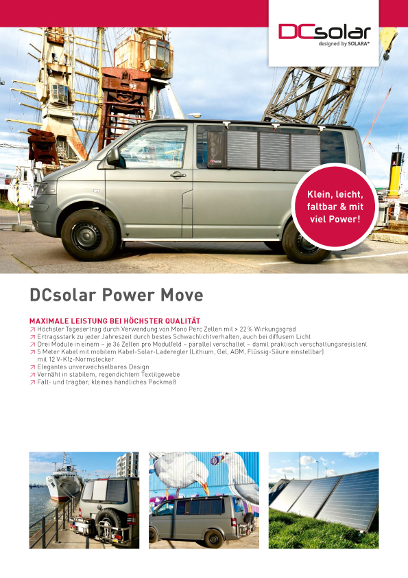 DCsolar Power Move 120WP - Klein, leicht, faltbar und mit viel Power
