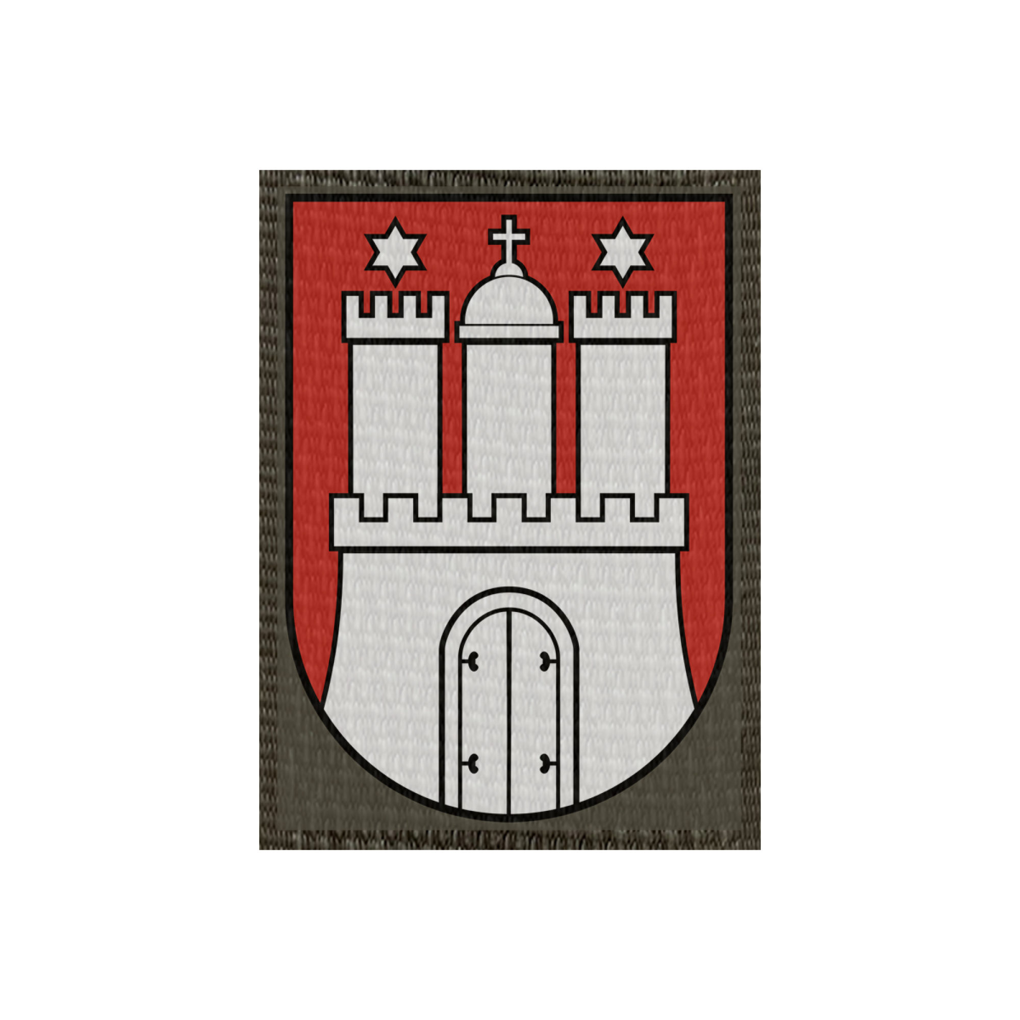 Wappen Hamburg 50x70mm Oliv, Klett Patch