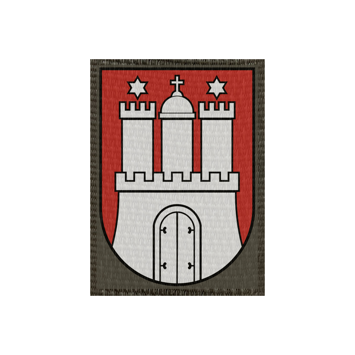 Wappen Hamburg 50x70mm Oliv, Klett Patch