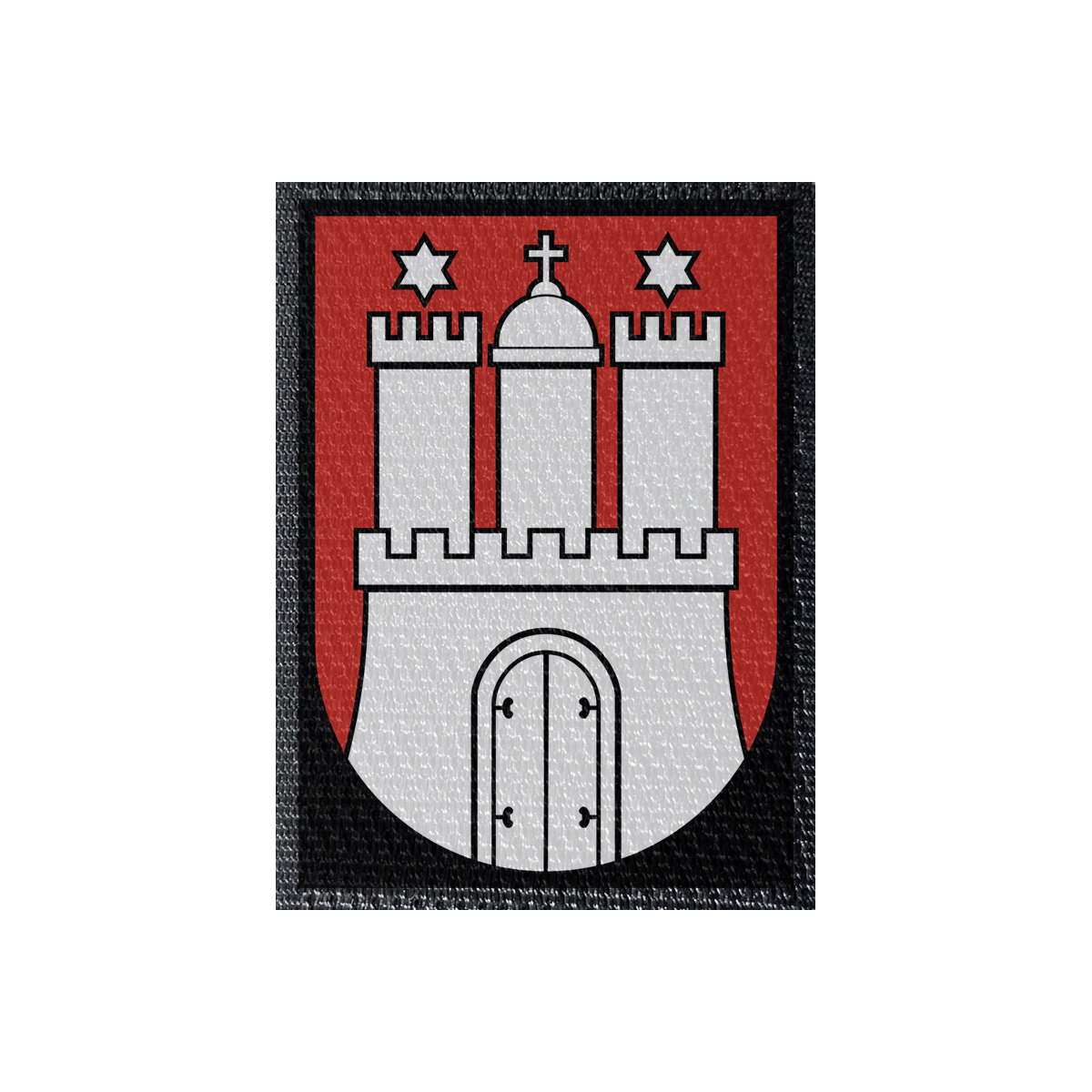 Wappen Hamburg 50x70mm Schwarz, Klett Patch