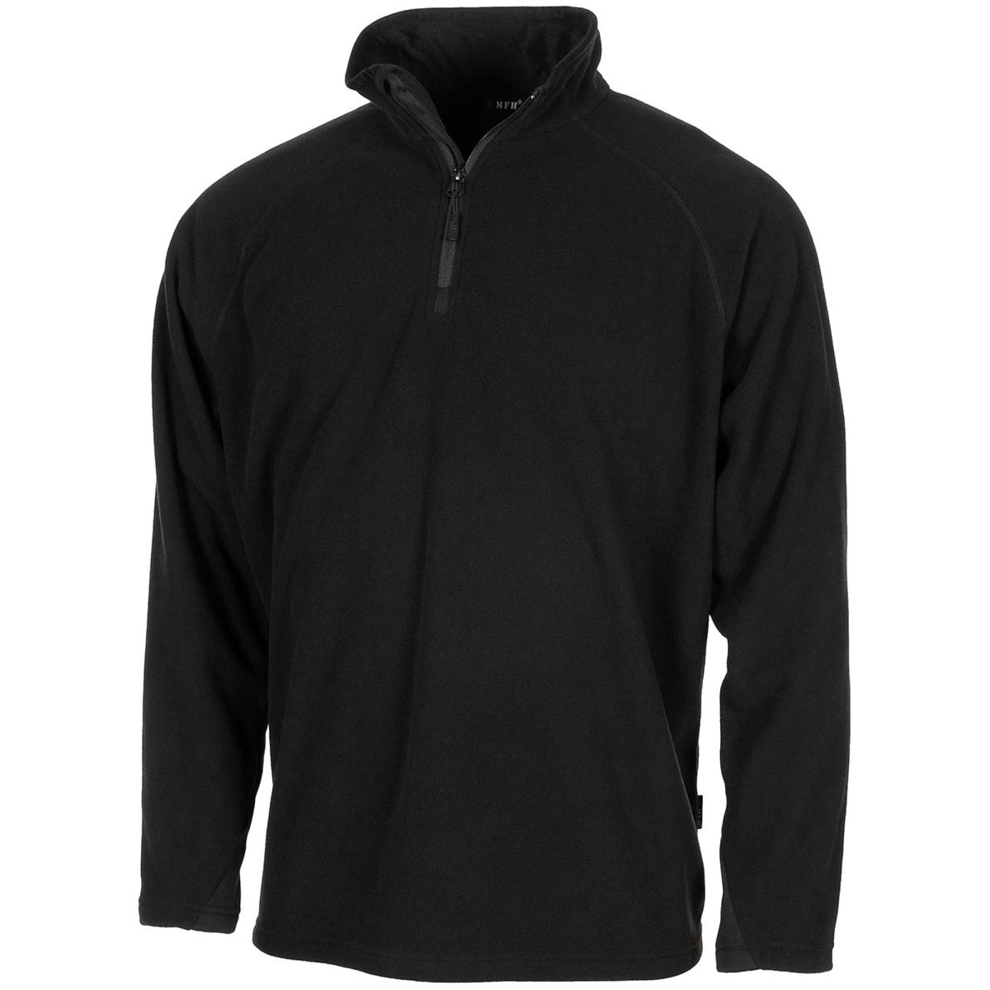 Shirt,  "Troyer",  Microfleece, langarm,  schwarz,  200 g/m² (XXXL)