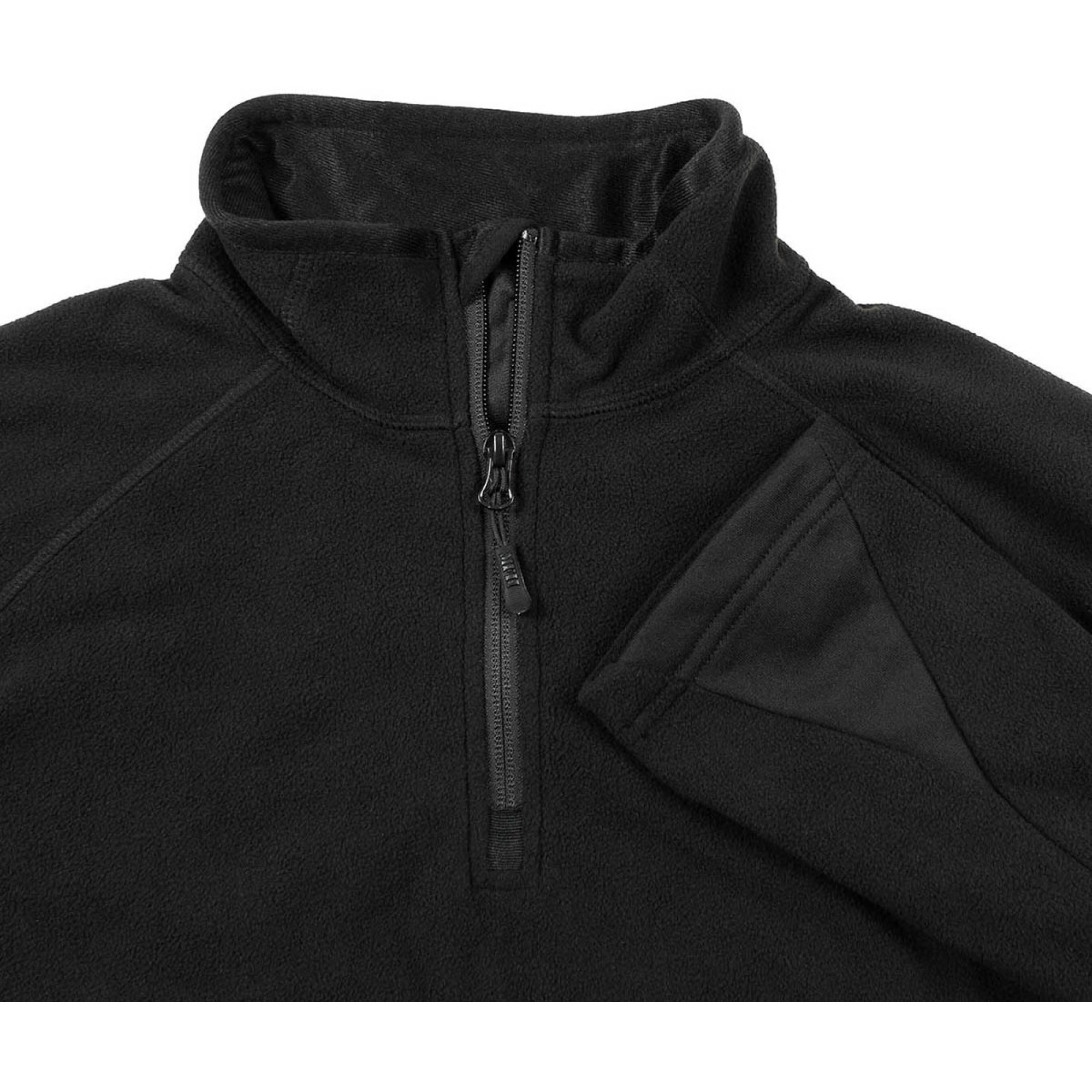 Shirt,  „Troyer“,  Microfleece, langarm,  schwarz,  200 g/m²