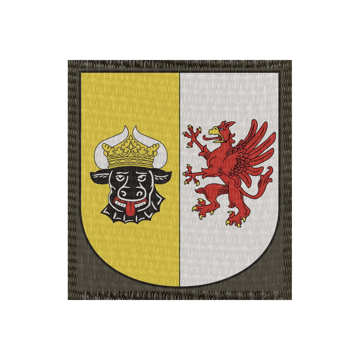 Wappen Mecklenburg-Vorpommern 50x54mm Oliv, Klett Patch