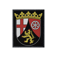 Wappen Rheinland-Pfalz 50x60mm Schwarz, Klett Patch