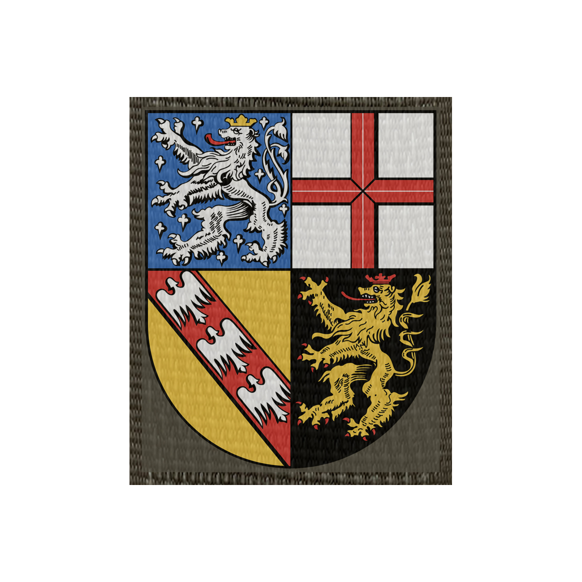 Wappen Saarland 50x61mm Oliv, Klett Patch