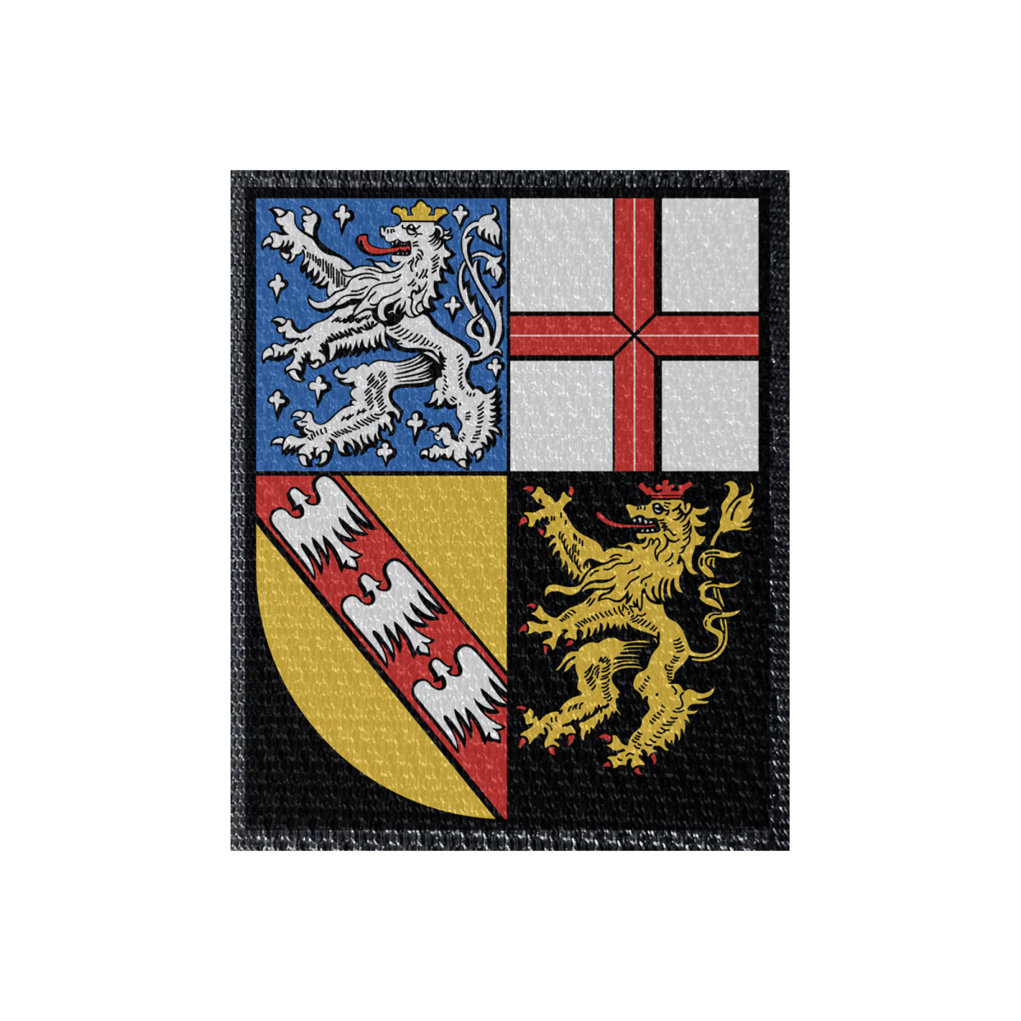 Wappen Saarland 50x61mm Schwarz, Klett Patch