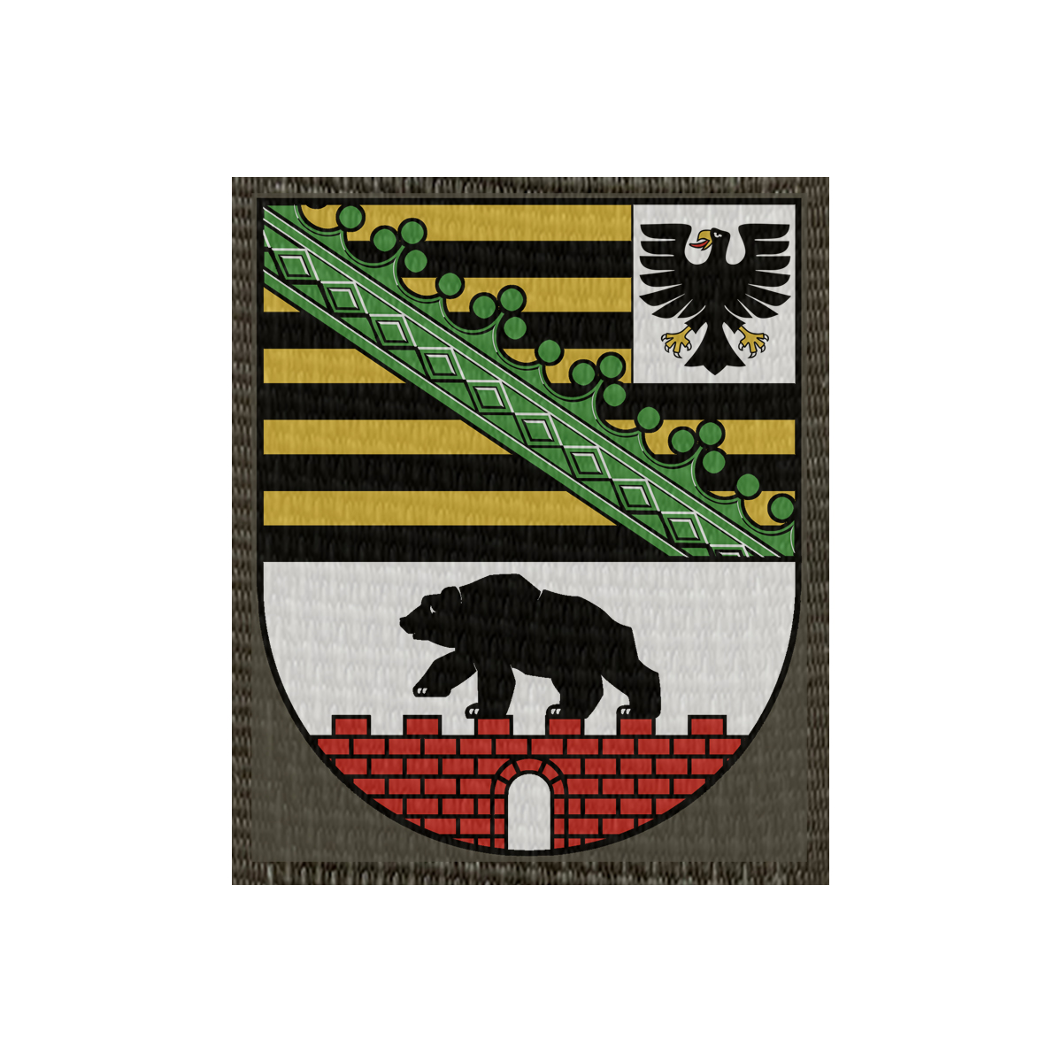 Wappen Sachsen-Anhalt 50x60mm Oliv, Klett Patch