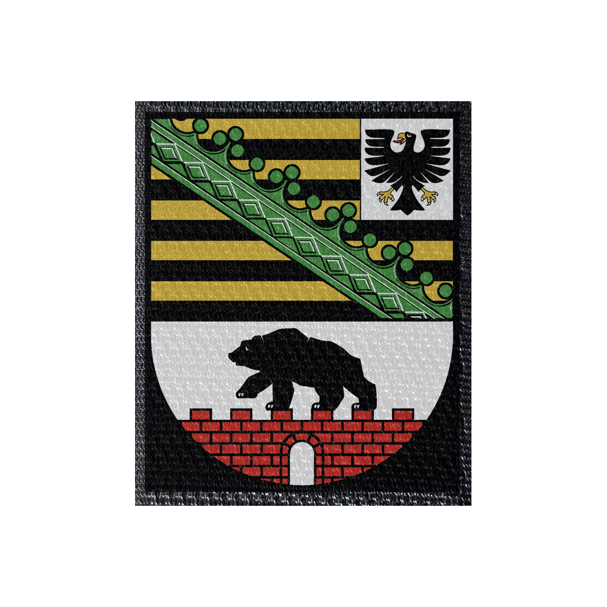 Wappen Sachsen-Anhalt 50x60mm Schwarz, Klett Patch
