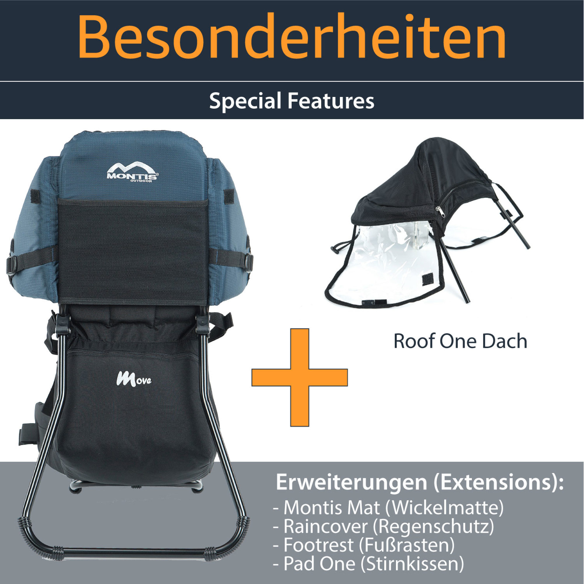 MONTIS MOVE Rückentrage Kindertrage, Navyblau, bis 25kg, ca. 2,2kg – Bild 7
