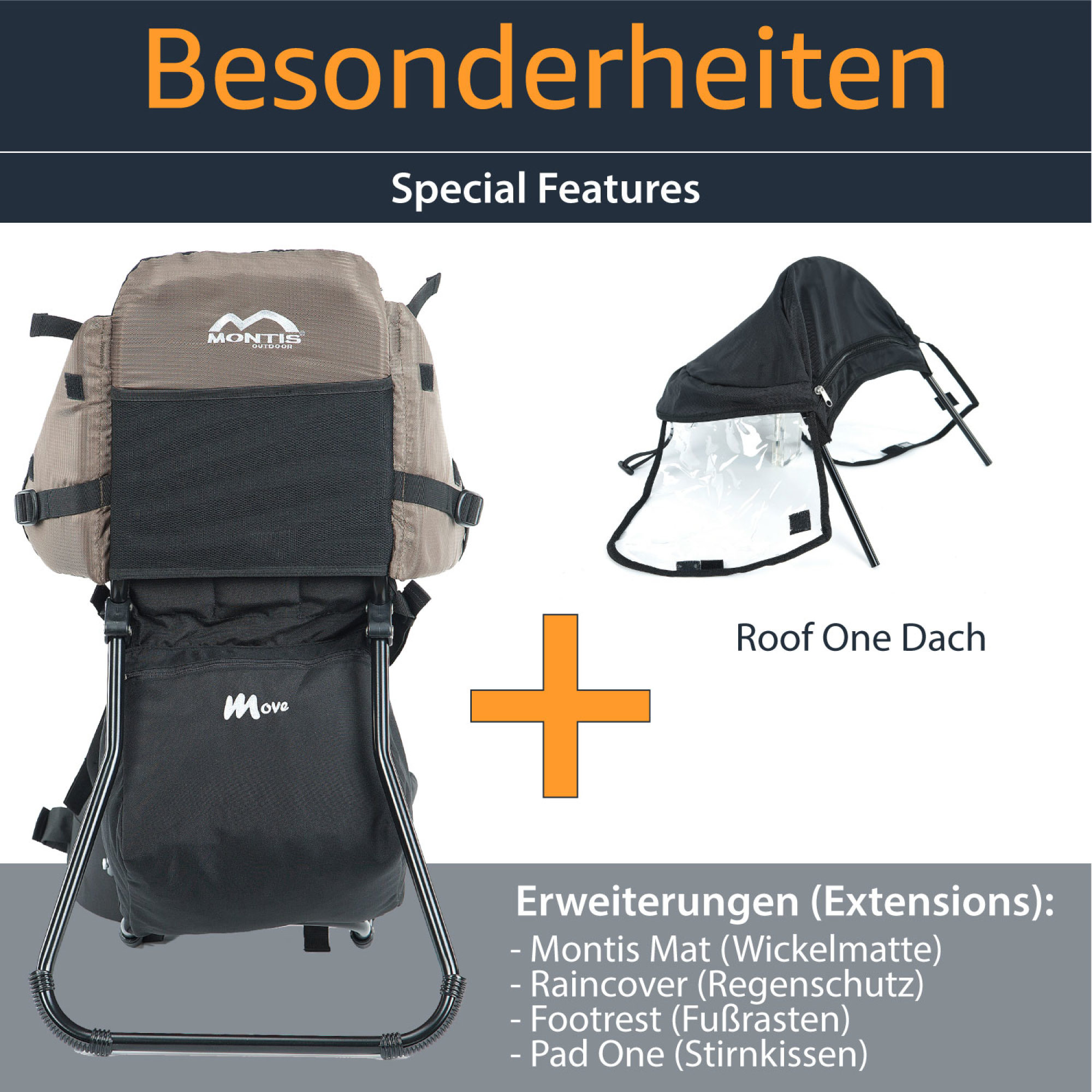 MONTIS MOVE Rückentrage Kindertrage, Braun, bis 25kg, ca. 2,2kg – Bild 7