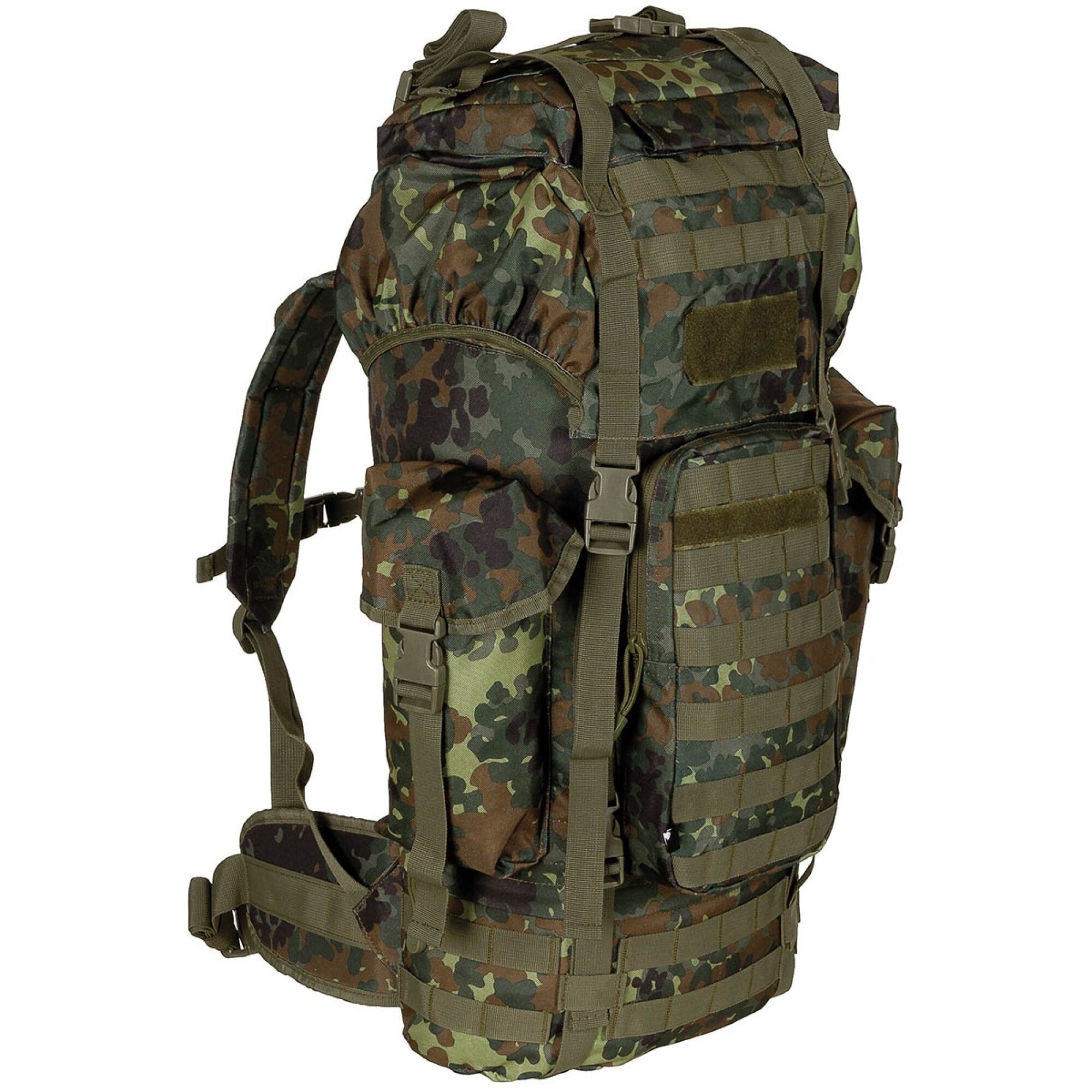 BW Kampfrucksack,  „MOLLE“, 65 l,  Alu-Ausst.,  flecktarn