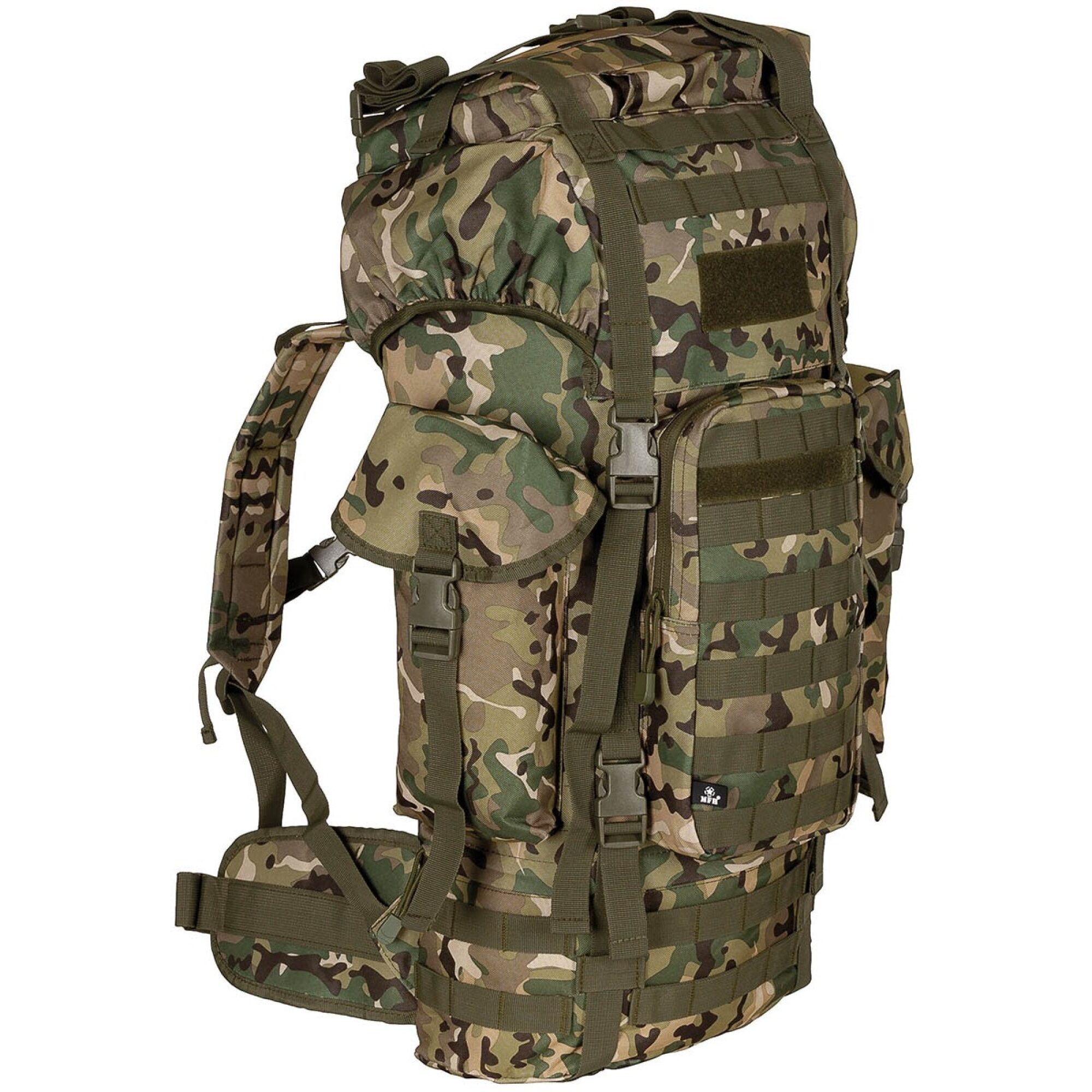 BW Kampfrucksack,  „MOLLE“, 65 l,  Alu-Ausst.,  op.-camo