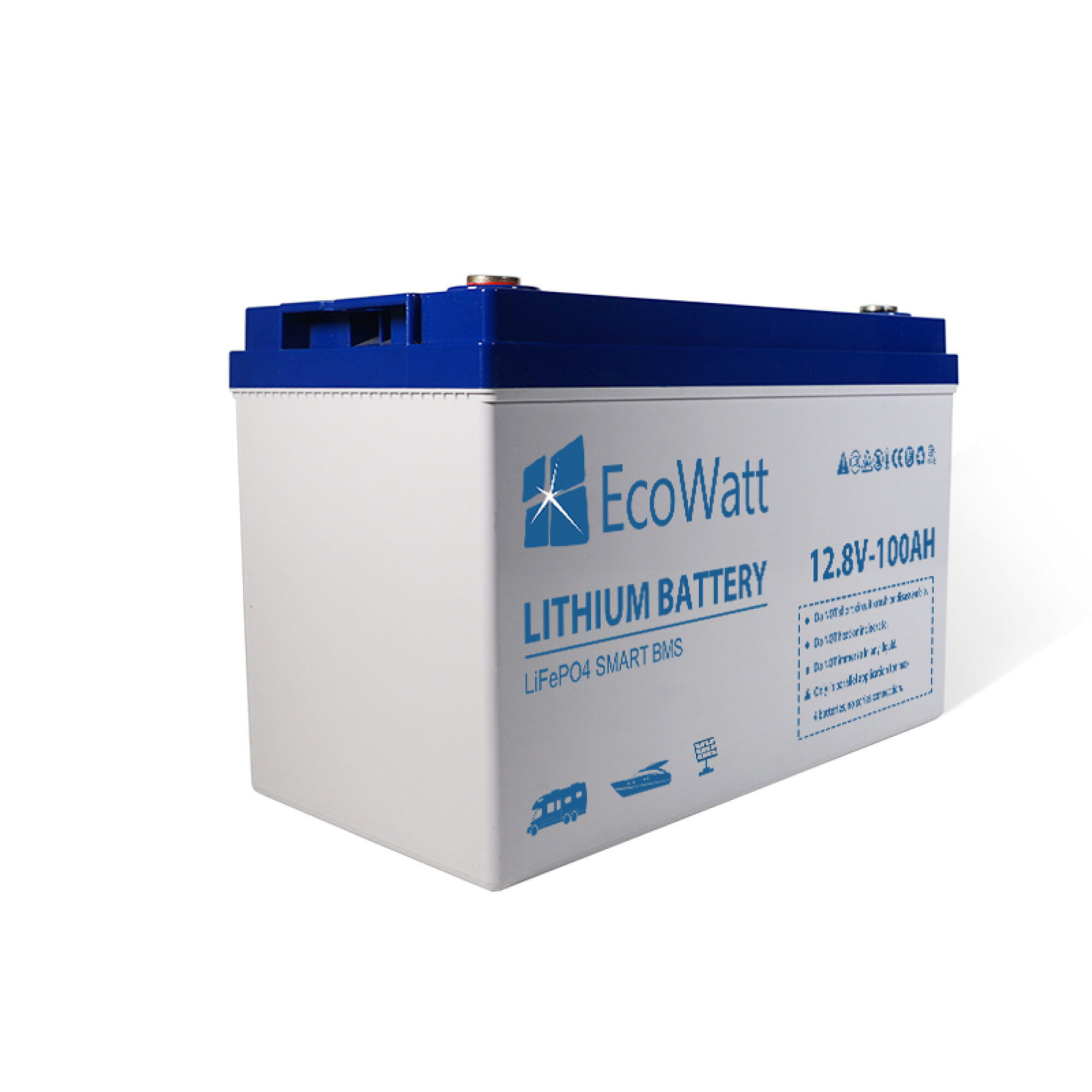 Ecowatt LiFePO4 12.8V 100Ah LED Lithium Batterie für Wohnmobil Boot Photovoltaik
