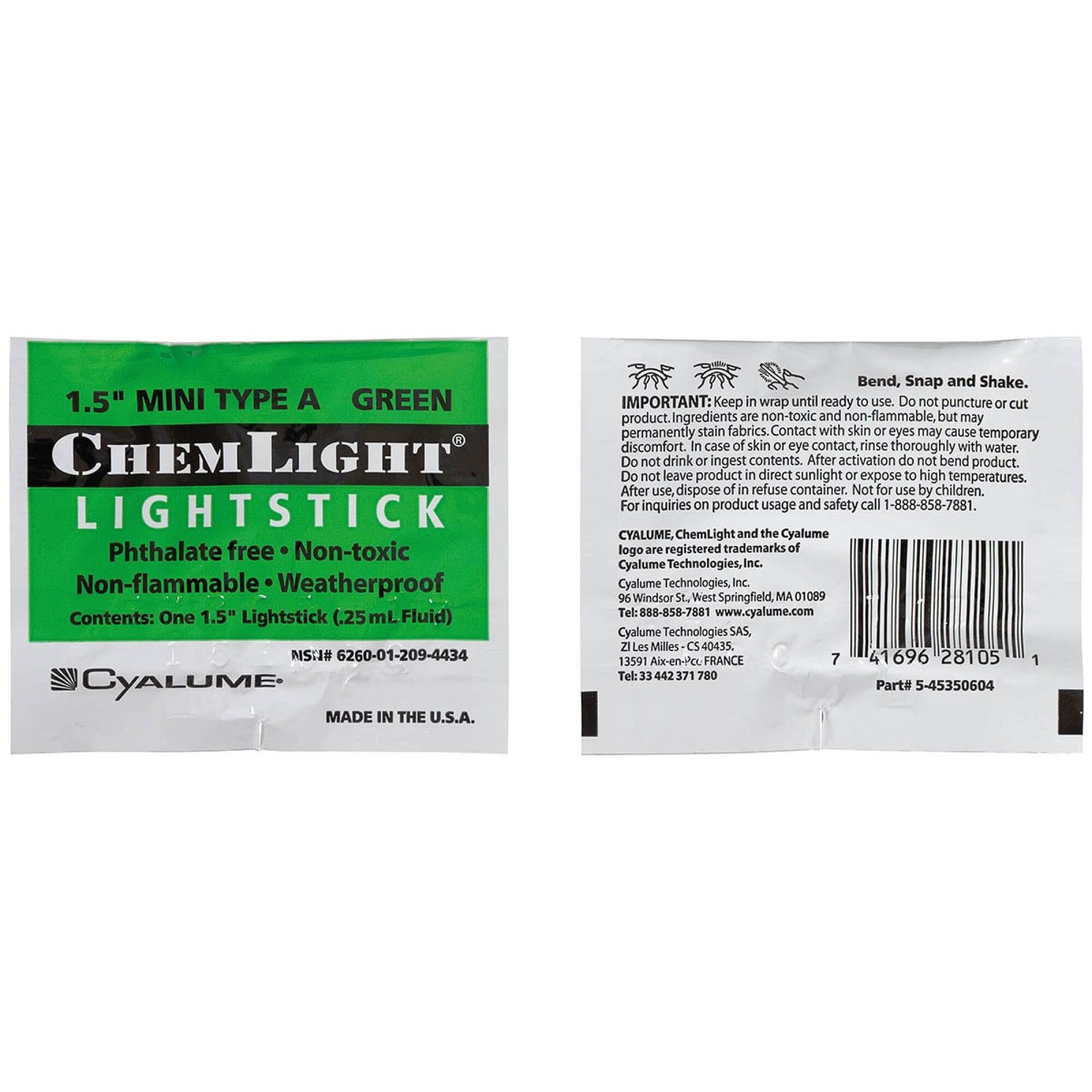 US Knicklicht,  "Cyalume", 50 St./Pack,  grün,  überlagert – Bild 3