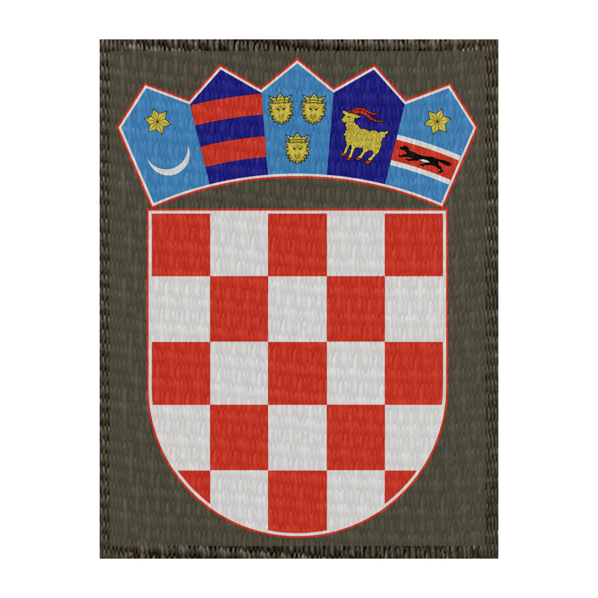 Wappen Kroatien 50x66mm Oliv, Klett Patch