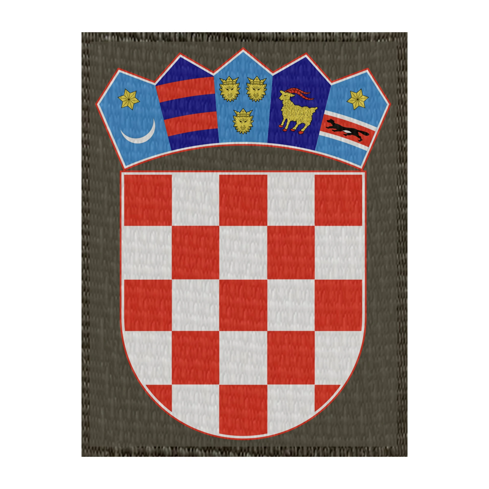 Wappen Kroatien 50x66mm Oliv, Klett Patch