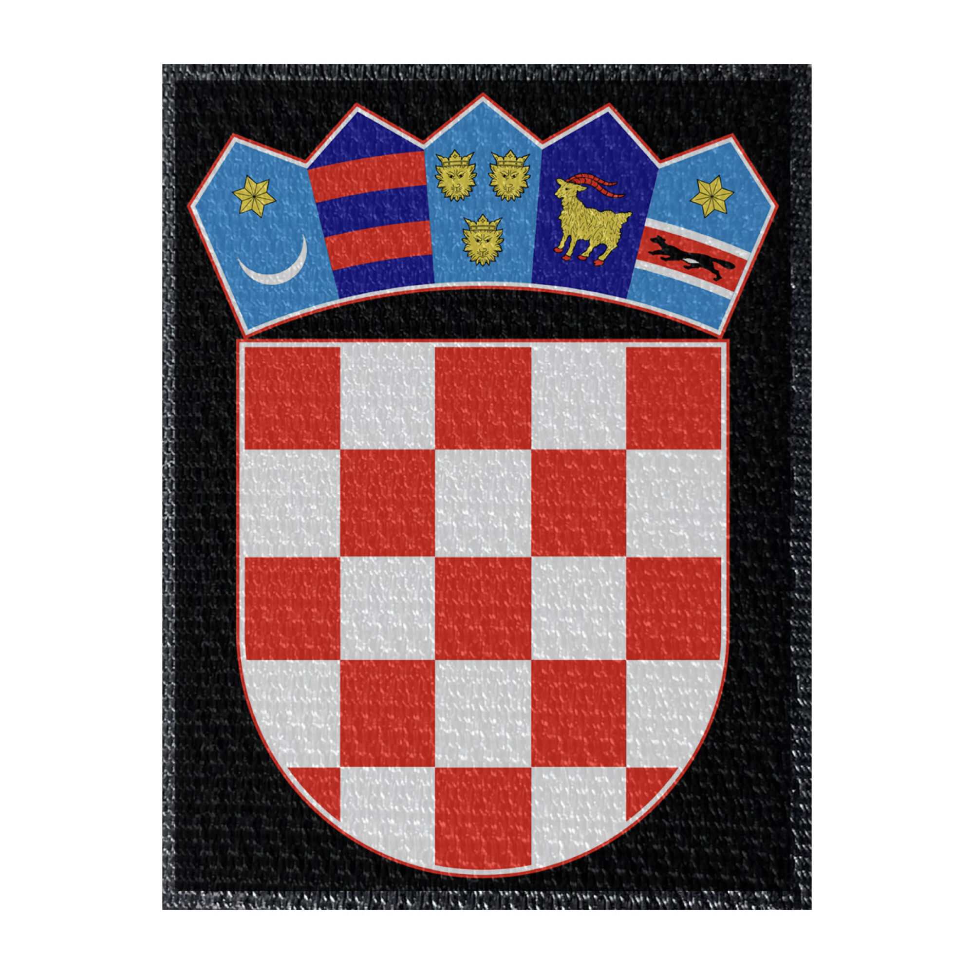 Wappen Kroatien 50x66mm Schwarz, Klett Patch