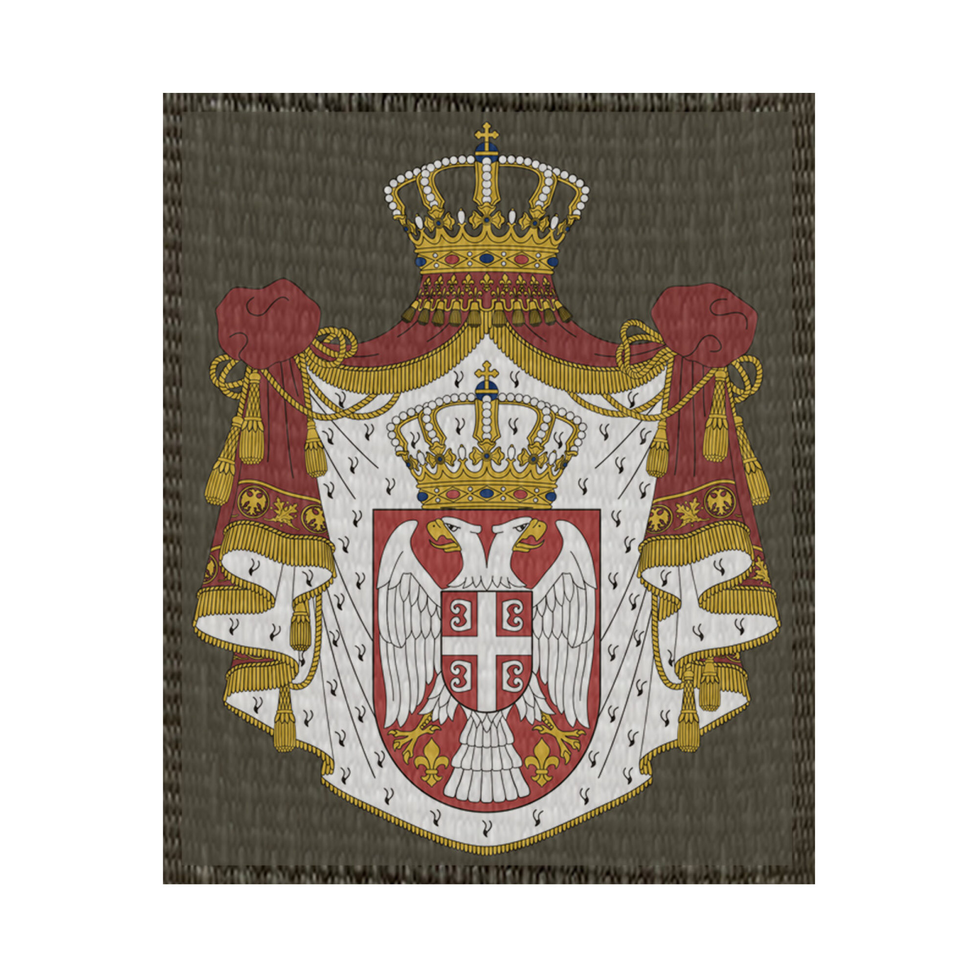Wappen Serbien 50x62mm Oliv, Klett Patch