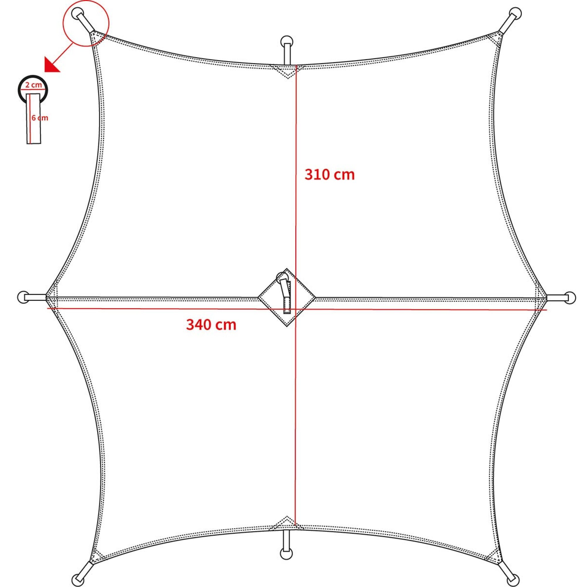 Plane,  „Hexagon-Tarp“, oliv,  ca. 340 x 310 cm