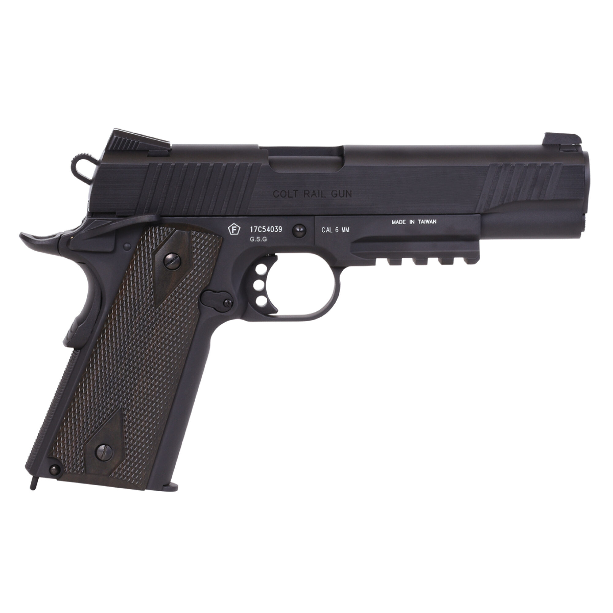 Colt 1911 Railgun Schwarz 6mm - Airsoft Co2 BlowBack – Bild 3