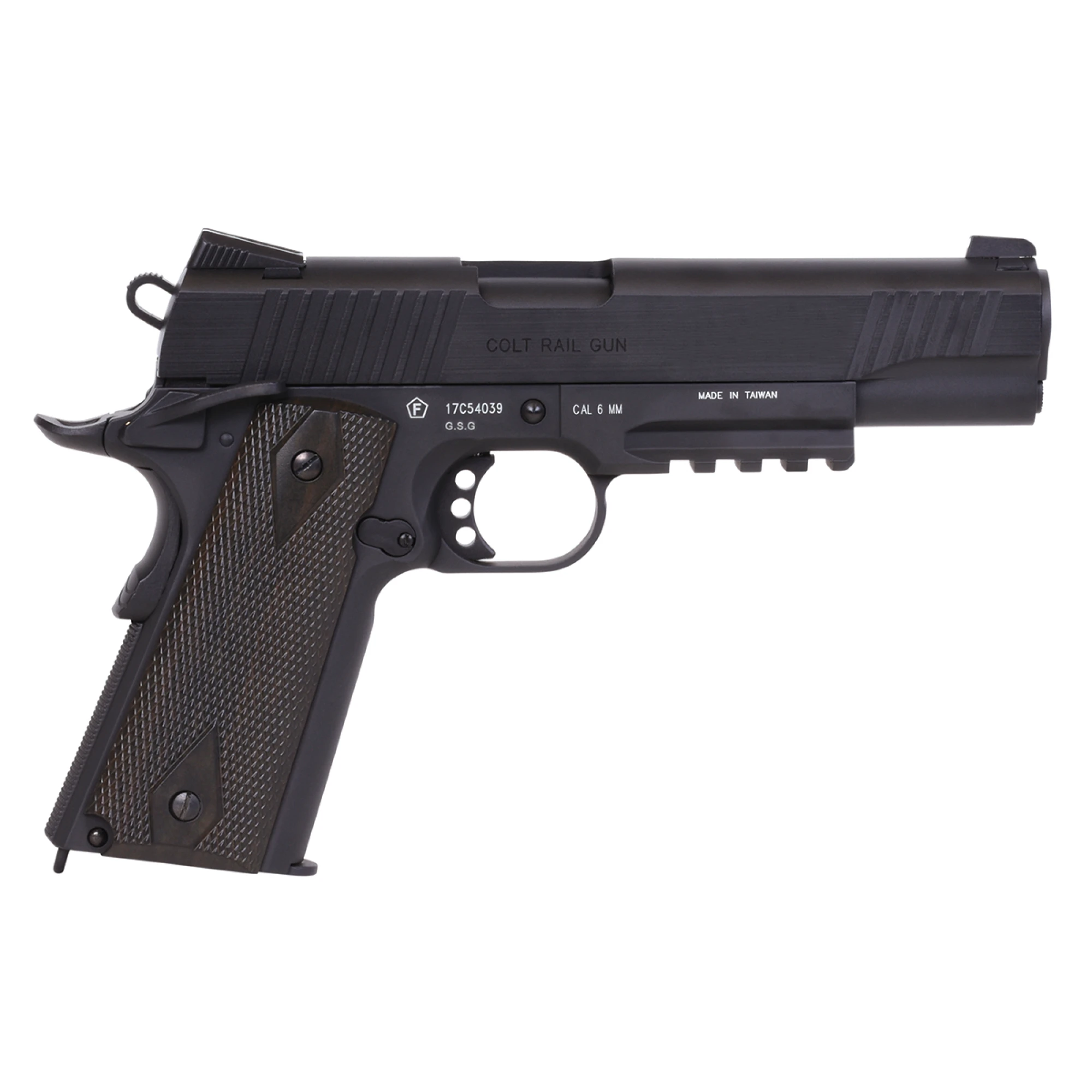 Colt 1911 Railgun Schwarz 6mm - Airsoft Co2 BlowBack – Bild 3