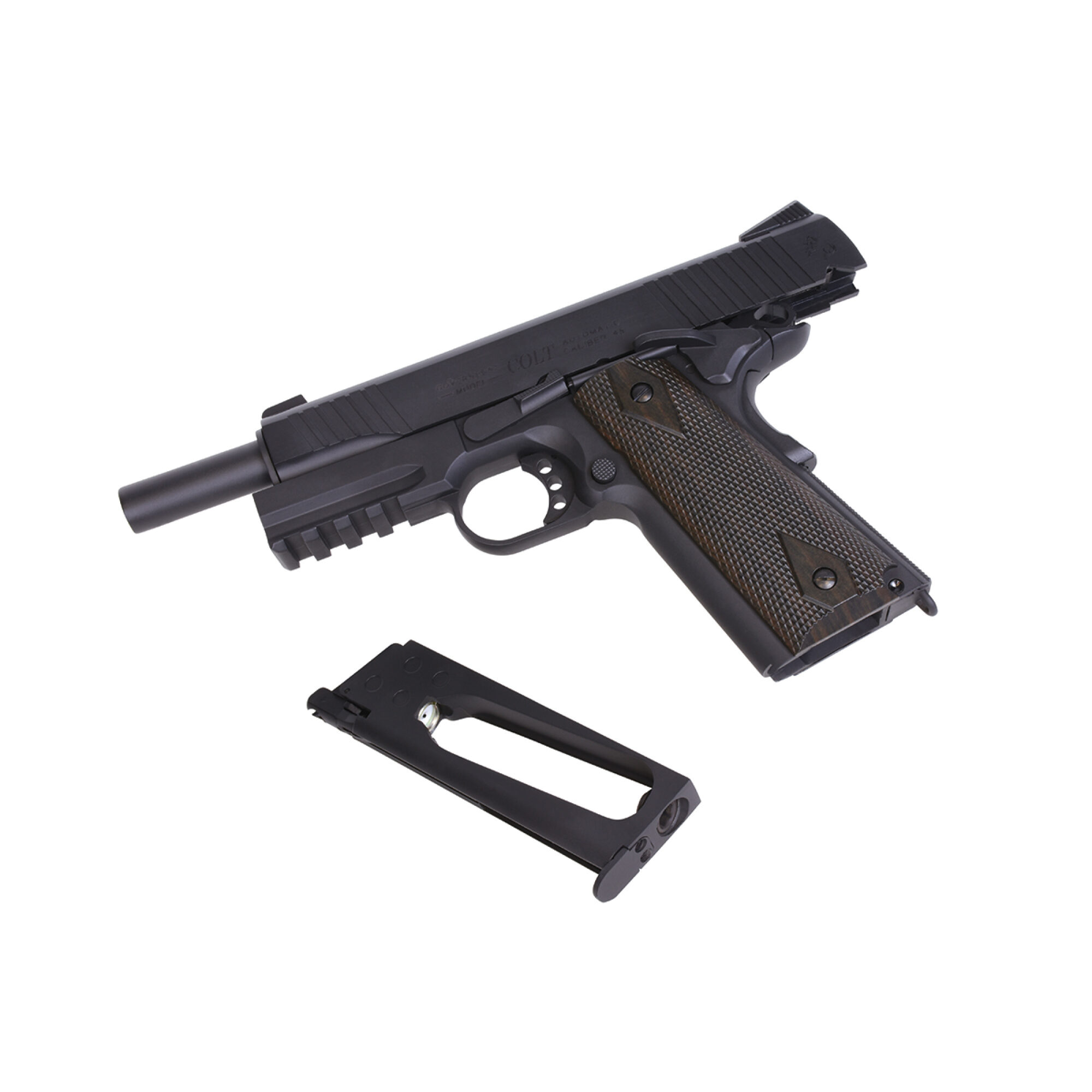 Colt 1911 Railgun Schwarz 6mm - Airsoft Co2 BlowBack – Bild 6