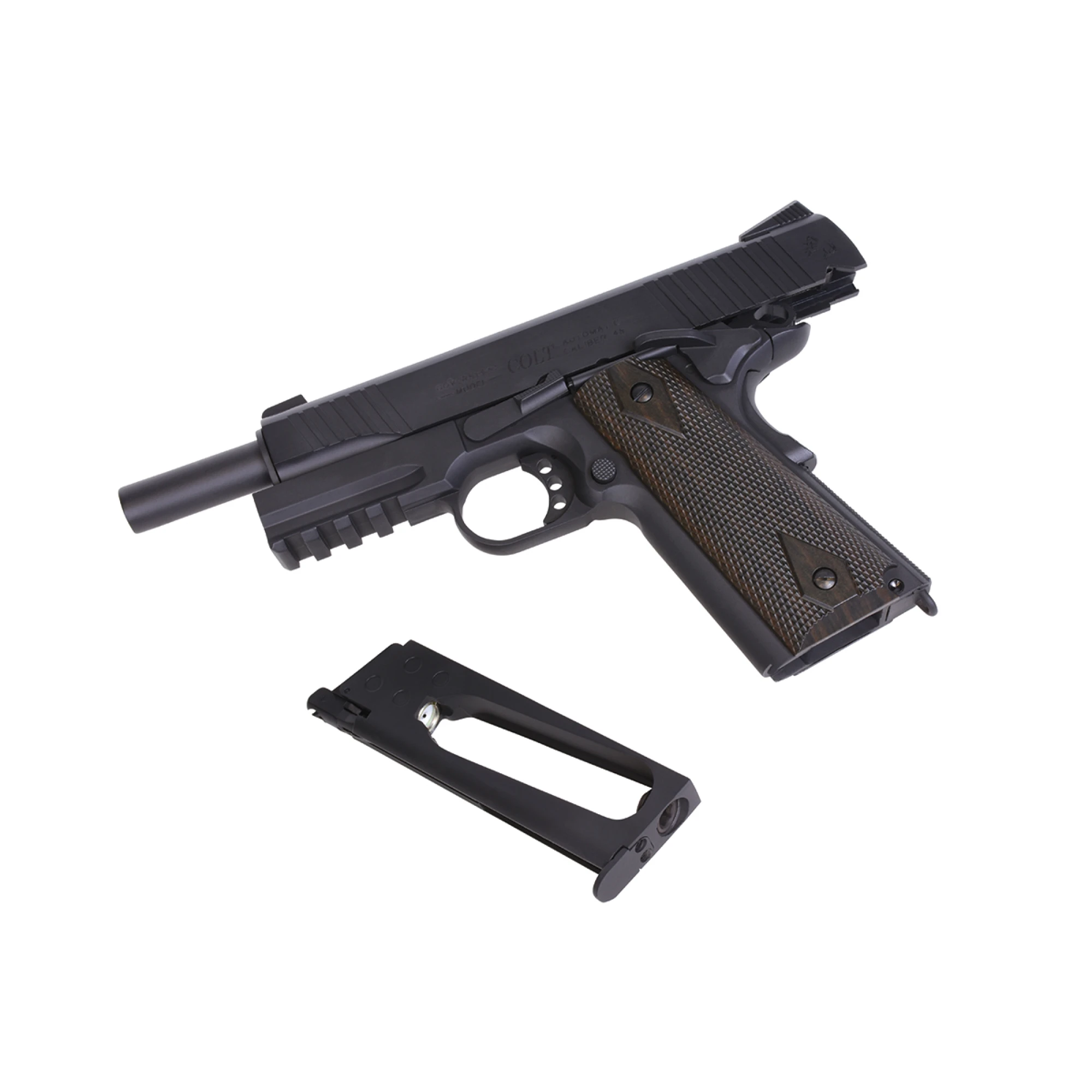 Colt 1911 Railgun Schwarz 6mm - Airsoft Co2 BlowBack – Bild 6